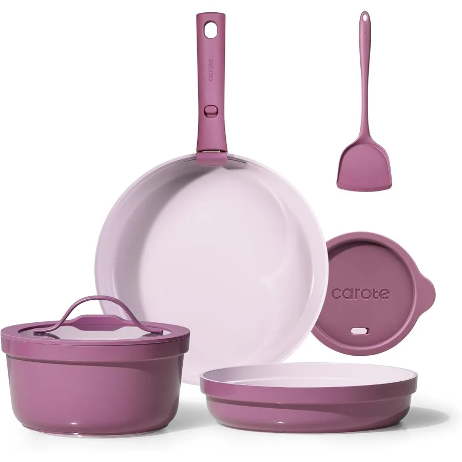 

Керамический набор посуды Набор кастрюль и сковородок с антипригарным покрытием для индукционной плиты со съемной ручкой Кухонный набор для приготовления пищи с безопасным нетоксичным устройством