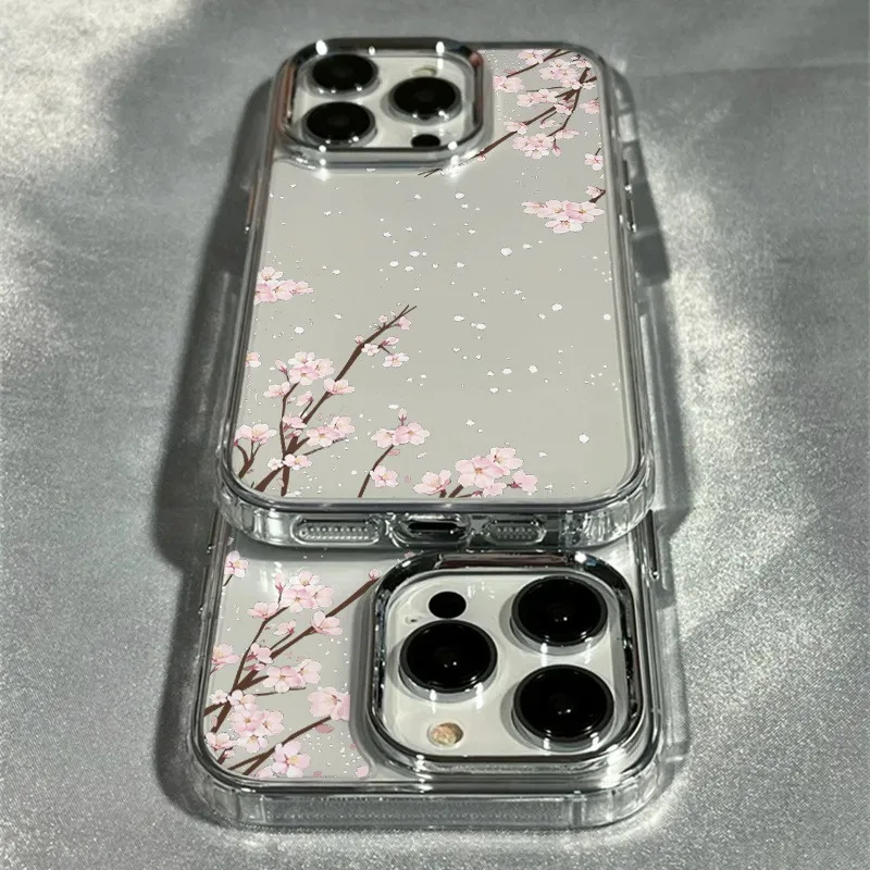 Winter First Snow Cherry Blossom Frame Soft Phone Case For iPhone 17 17Air 16 15 14 13 12 11 Pro Max XS X XR 7 8 Plus 16E Cover view 4
