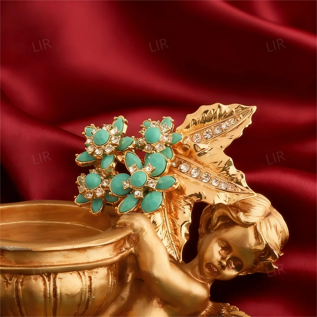 بروش LIR New INS Style: زهرة نباتية لامعة من الزركون AAA | سترة السترة طوق دبوس العصرية #5