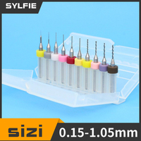10pcs 0.15-1.05mm PCB Drill Bit 1/8 Shank Carbide Micro Drill for PCB Printed Circuit Board Hole Drilling Tool