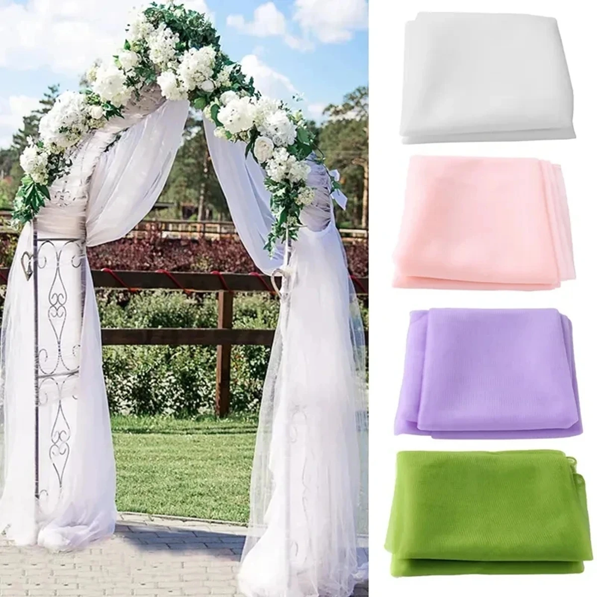 2/5m Wedding Arch Drapding Fabric Decoration Tulle Roll Organza Sheer Fabric For Birthday Party Backdrop Wedding Chair Decor