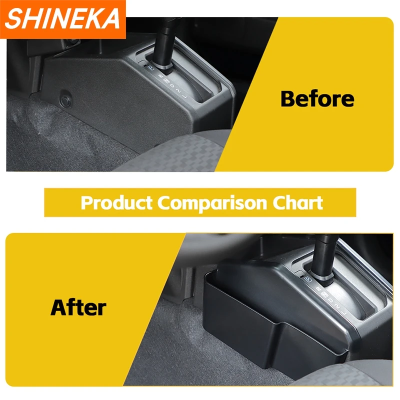 SHINEKA Car Gear Shift Storage Box Organizer Tray For Suzuki Jimny 2019 2020 2021 2022 2023 2024 Up Interior Accessories Black