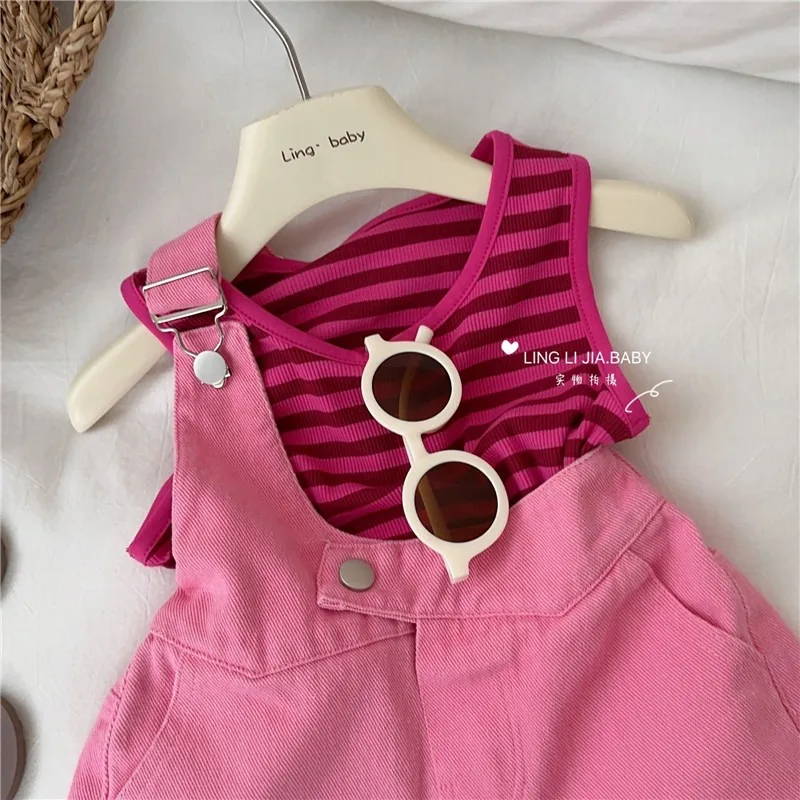 Summer jumpsuit for girls jeans overalls for girls jumpsuit kids girls jumpsuit T-shirt Two-piece suit Children clothes girl