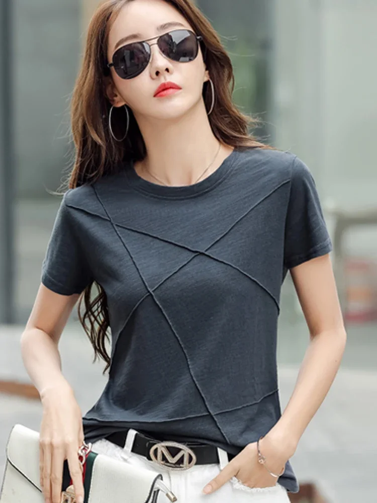 Short Sleeve Women T Shirt Summer Tops for Women Blusas Mujer De Moda 2022 Verano Solid O-Neck Women T-shirt Woman Tshirts C515