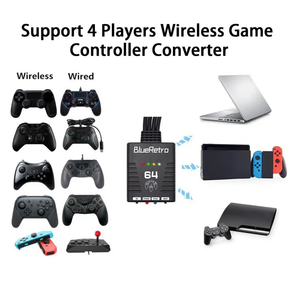 Practical No Latency Great Performance Support 4 Players Game Console Bluetooth-compatible Handle Converter