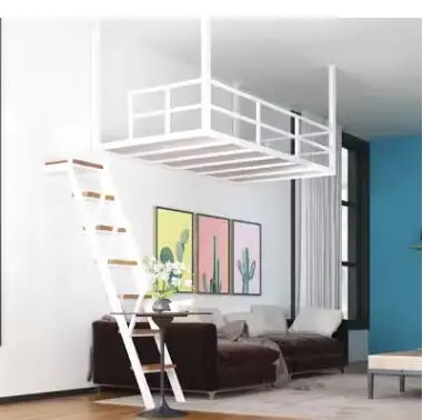 Small loft bed Hanging wall bed Wrought iron elevated bed Double bed Dormitory Apartment Creative hammock