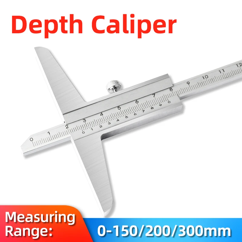 

Depth Gauge Vernier Caliper Metal Calipers Woodworking Tools Caliber Measuring Tool Steel Gauges Depth Measurement 150/200/300mm