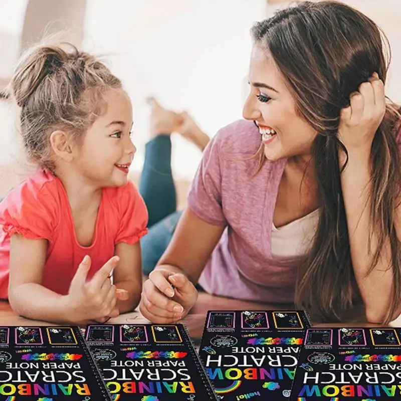 Набор радужной бумаги для царапин, 10 листов, набор бумаг для царапин ручной работы, черная бумага для царапин без запаха, художественный цветной блокнот для рисования, ремесло