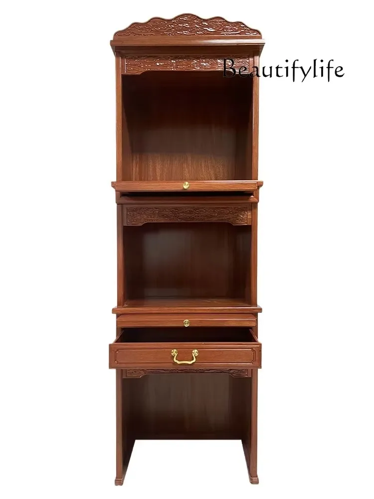 X40 Chinese-Style Solid Wood Three-Layer Altar Cabinet Home Guanyin Bodhisattva Buddha Niche