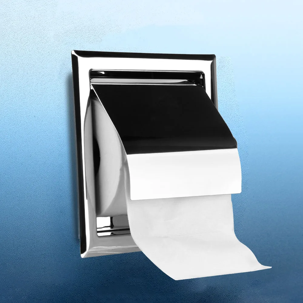 Wandmontierter Toilettenpapierhalter aus poliertem Chrom, verdeckt, aus Edelstahl.