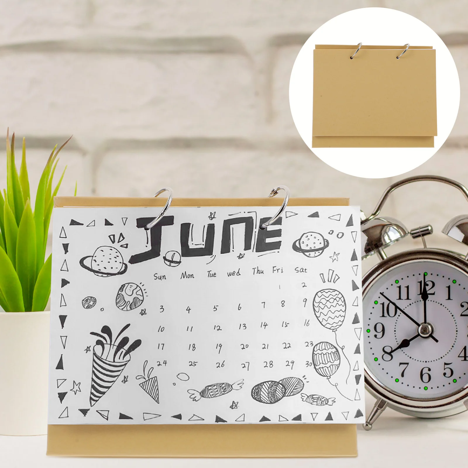 

Blank Desk Calendar DIY Doodle Book Loose Leaf Hand Painting Making Spiral Kraft Paper Calendars Loose-leaf