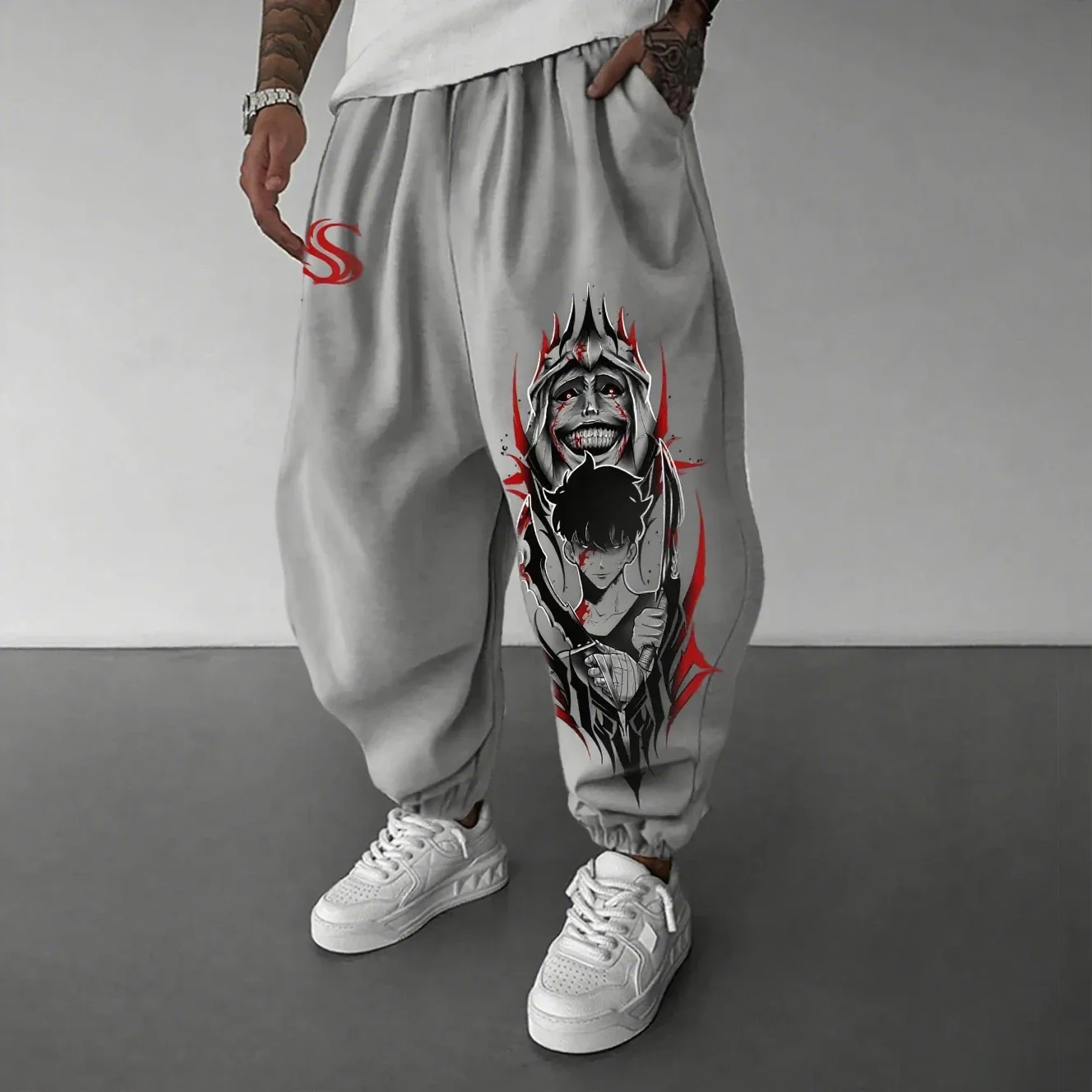 

2025 летние мужские брюки Solo Leveling с графическим принтом в стиле аниме, повседневная свободная посадка, уличная одежда, спортивные штаны для бега, осенние брюки Y2k