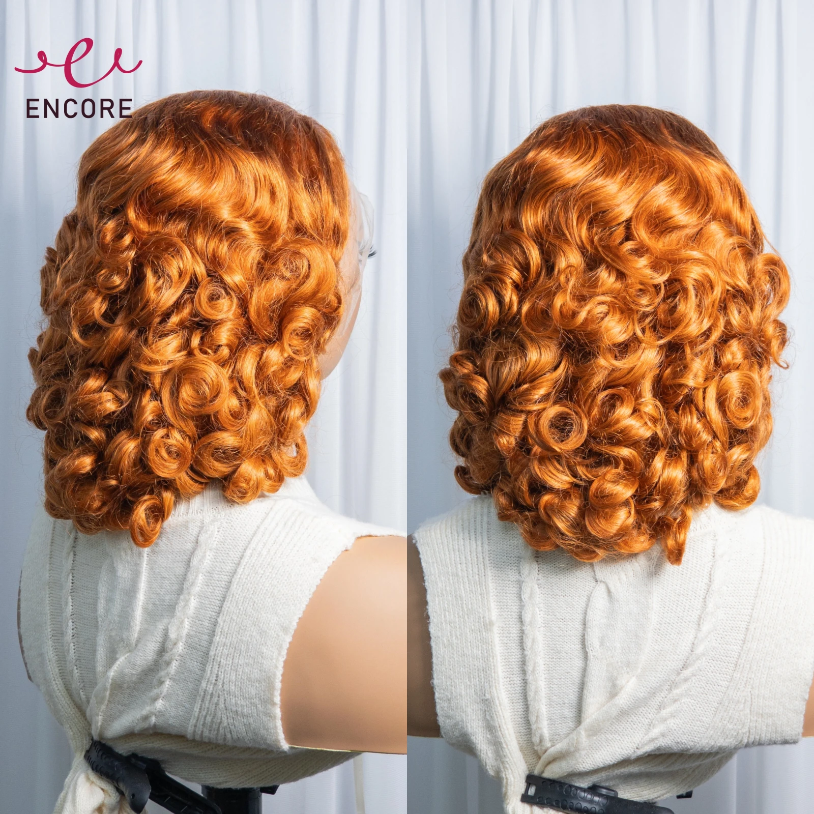 16Inch Bouncy Curly Human Hair Wigs Double Drawn HD 13x4 Lace Frontal Wigs Ginger Orange 250% Density Short Loose Wave Curly Wig