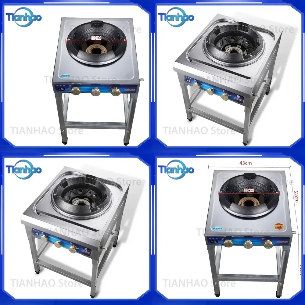 Commercial Kitchen Stove for Home and Hotel Use Stainless Steel Chinese Food Frying Liquefied Gas Stove