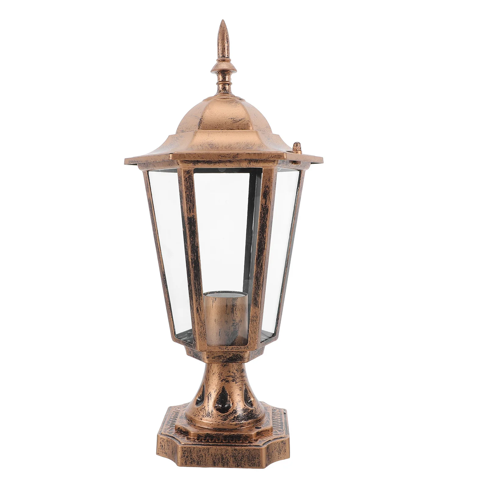 

Outdoor Hexagon Lamp Shade Clear Glass Aluminum Protective Cover for Garden Patio Yard Courtyard E27 Bulb Lighting Fixture