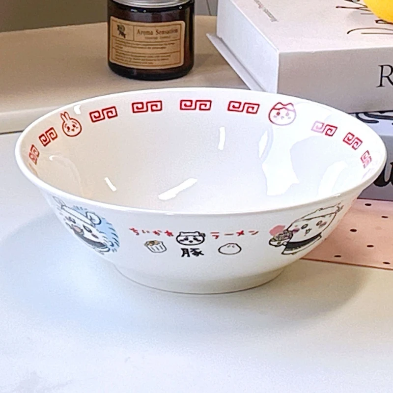Anime Cartoon Kawaii Chiikawa Ceramic Noodle Bowl Originality Salad High-capacity Microwave Dishwasher Available Easy To Clean