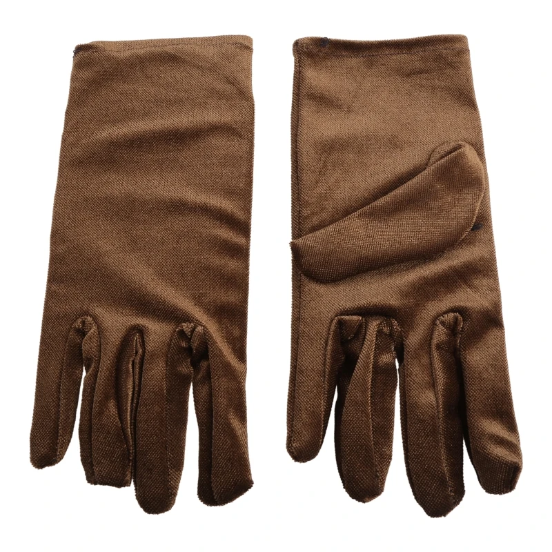 Gants courts en velours doré pour femmes, automne-hiver, robe de dîner, gants en velours doré, élastiques, chauds, pour fête de noël et d'halloween