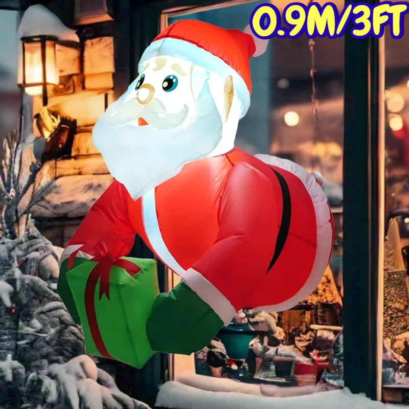 

0,9 м/3 фута Санта-Клаус в подарок, рождественские украшения, домашние надувные игрушки со светодиодной подсветкой, рождественские украшения для двора, вечерние, сделай сам, декор