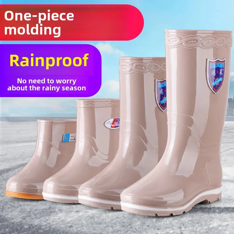 Fashionable High-top Rubber Rain Boots For Women Anti-slip Kitchen Adult Wear-resistant Rain Shoes Boots Water Shoes Wholesale