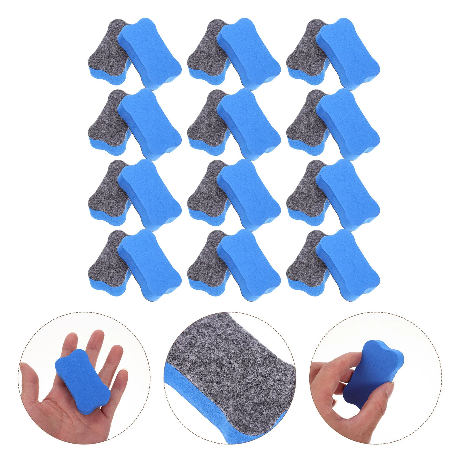 24 قطعة محايات المسح الجاف محايات السبورة إيفا ورأى القماش العظام على شكل خفيفة الوزن المحمولة قابل للغسل للمدرسة المنزل مكتب الغبار