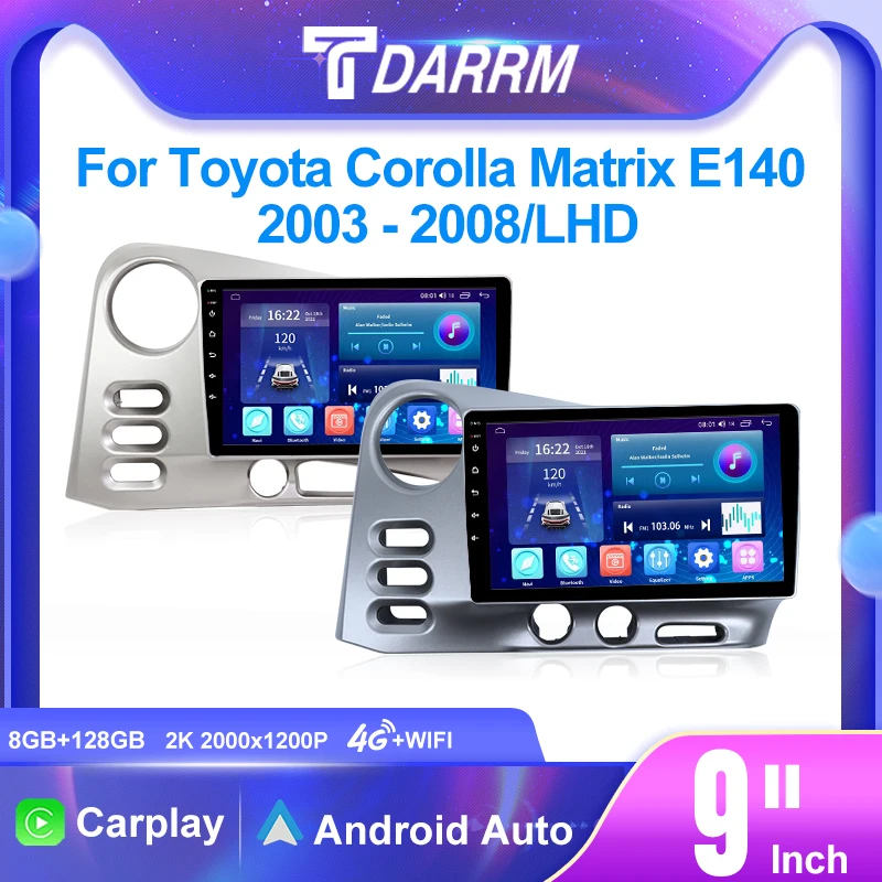 

4G Car Multimedia GPS Automotivo autoradio CarPlay Android 12 Wireless Auto Radio For Toyota Corolla Matrix E140 2003 - 2008