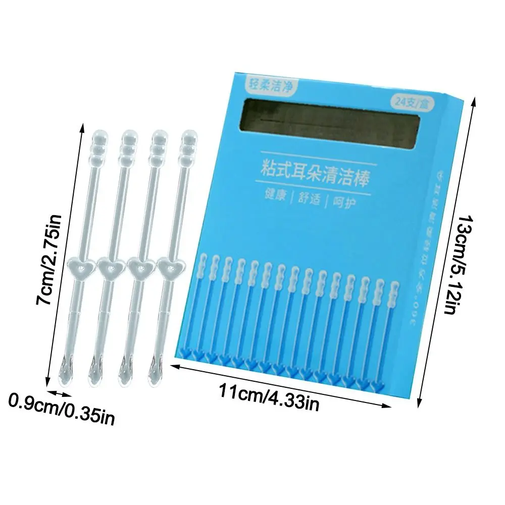 24PCS/Box New Silicone Disposable Ear Swabs Soft Ear Cleaner Sticky Ear Swabs Sticky Ear Stick Children Adult