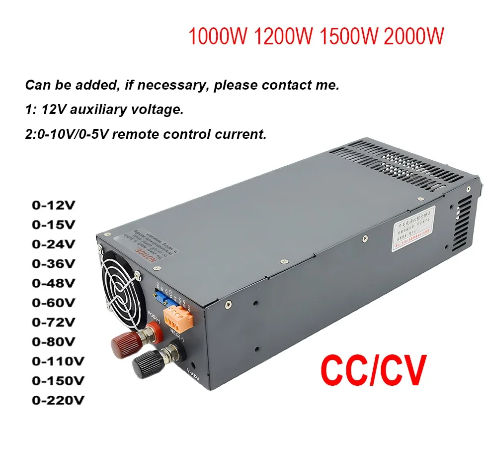 2000W Switching Power Supply suit 1000W 1200W 1500W 12V 24V 48V 60V 220V 110V 300V 30A 40A 50A 60A 70A 100A 120A CC/CV Adjustabl