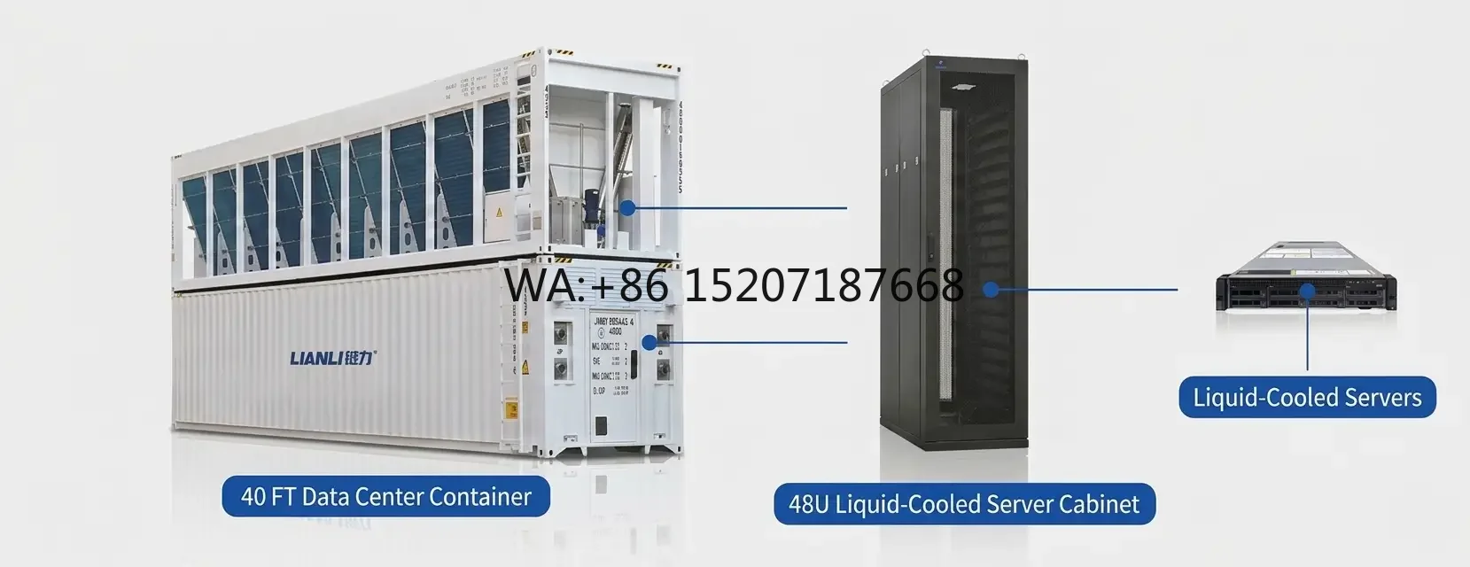 Center with Top Cooling Tower | Low PUE Modular AI Computing Infrastructure High Efficiency 40FT Liquid Cooling Container Data
