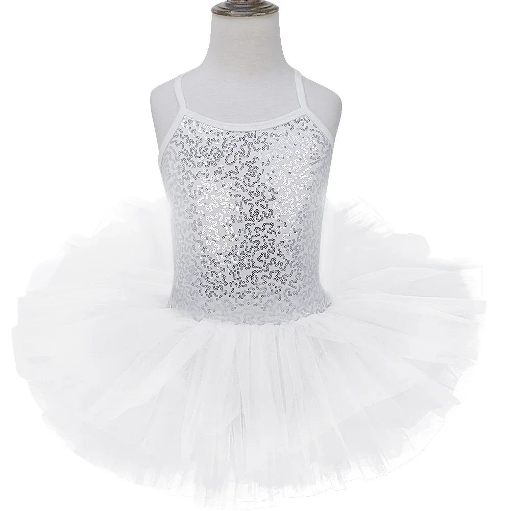 Vestido de tutú con lentejuelas brillantes para niñas, ropa de baile de bailarina, leotardo de gimnasia, disfraz de baile profesional