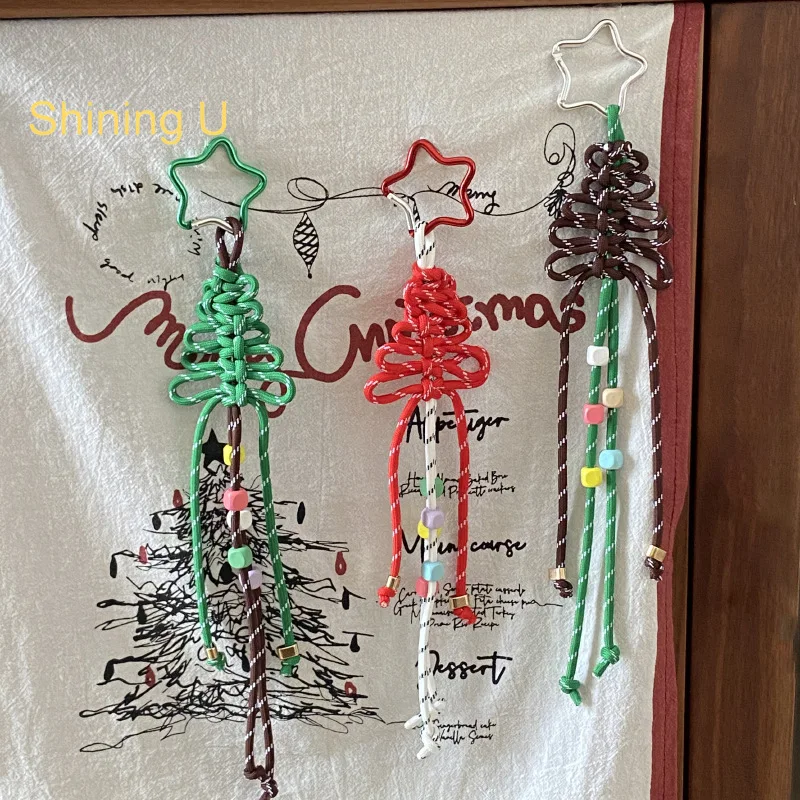 

Shining U Tree ShapeNylon Rope Key Chain for Women Men Bag Charm Fashion Accessory Gift