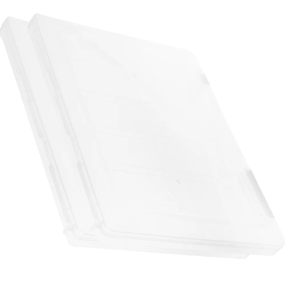 2Pcs Transparent File Box Premium PP Material Document Storage Organizer Stackable Clear Desktop Office Home School Use