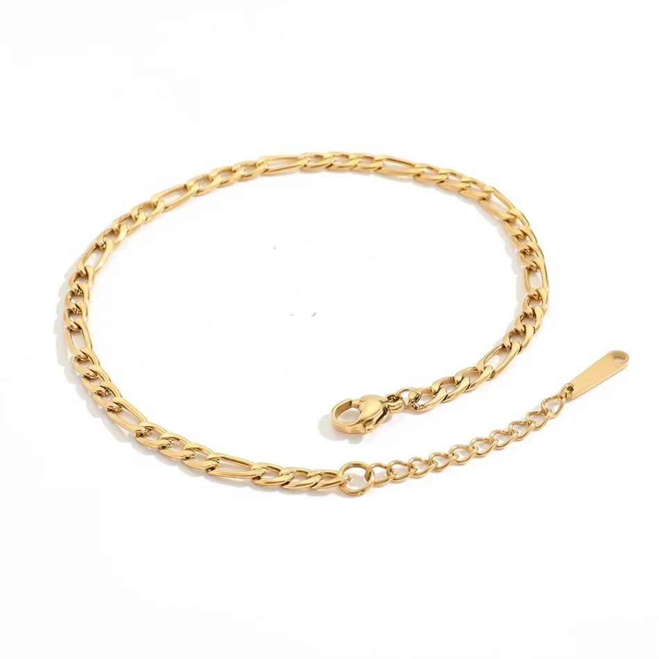 Figaro Chain Anklets for Women Long Bracelet 20+4cm Extend Chains Trendy Jewelry Stainless Steel Anklet OEM ODM Jewelry