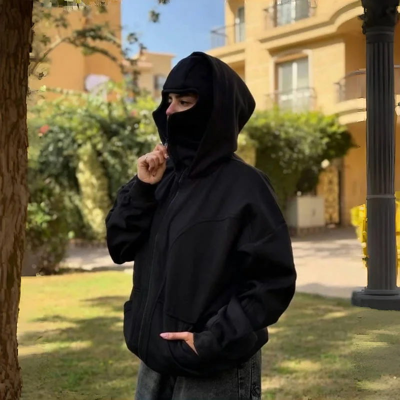 

Fall/Winter Large Size Casual Hooded Sweatshirt for Men And Women with Hooded Face Mask Loose Fit Fashion Sportswear