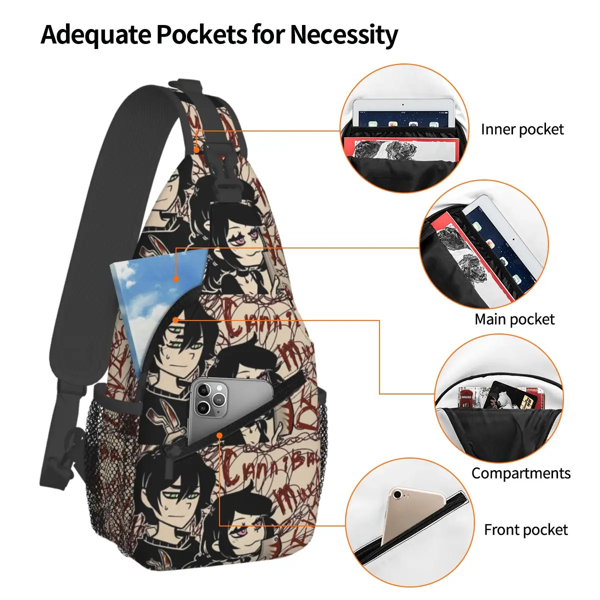 Ashley And Andrew The Coffin Of Andy And Leyley Chest Bag Men Sling Crossbody Backpack Chest Bag Hiking Daypack Shoulder Bag