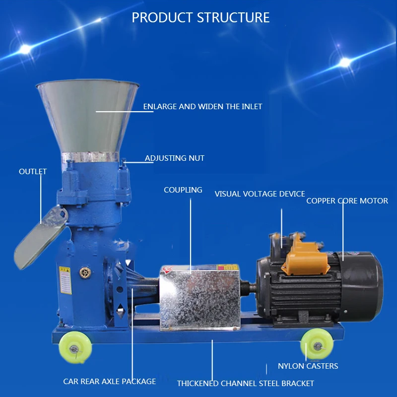 Granulator paszy dla zwierząt mała karma dla gospodarstw domowych maszyna do peletowania 220V38 0V hodowla drobiu maszyna do pelet ze słomy