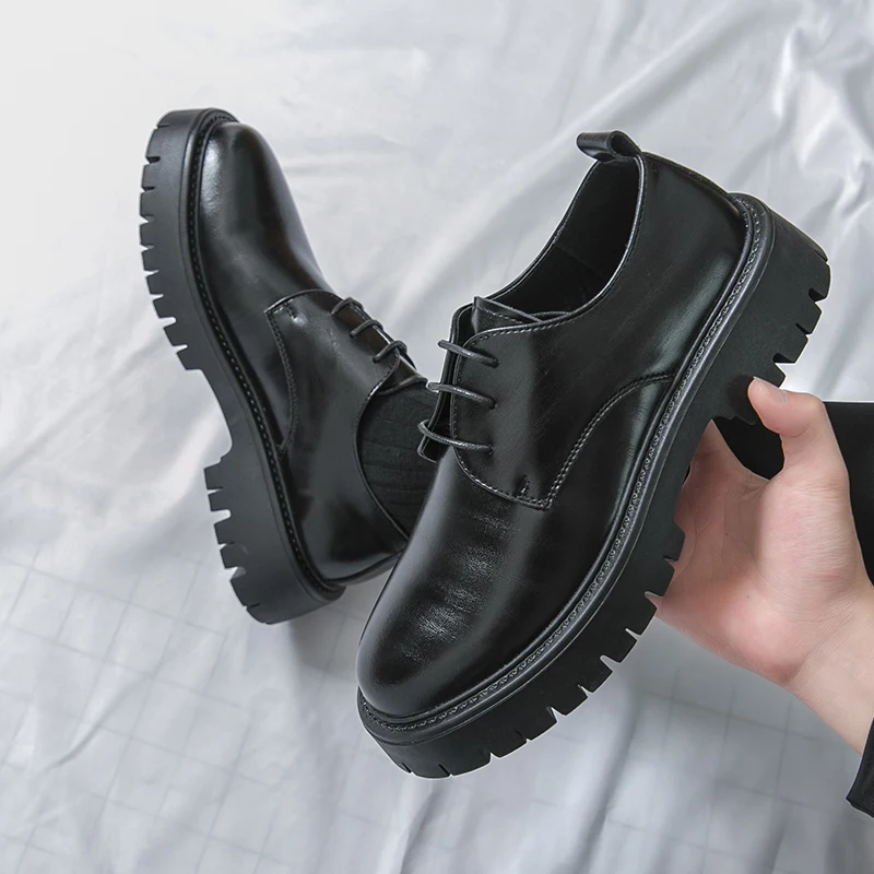 

Men's leather shoes Gentleman retro luxury style Work Office Fashion Party Business Thick soled suit derby shoes 38-46 New