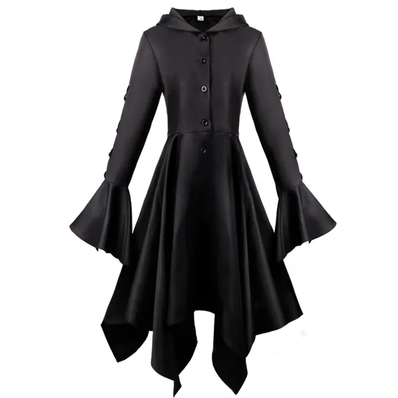 European And American Medieval Hooded Dress Gothic Style Slim Irregular Dress