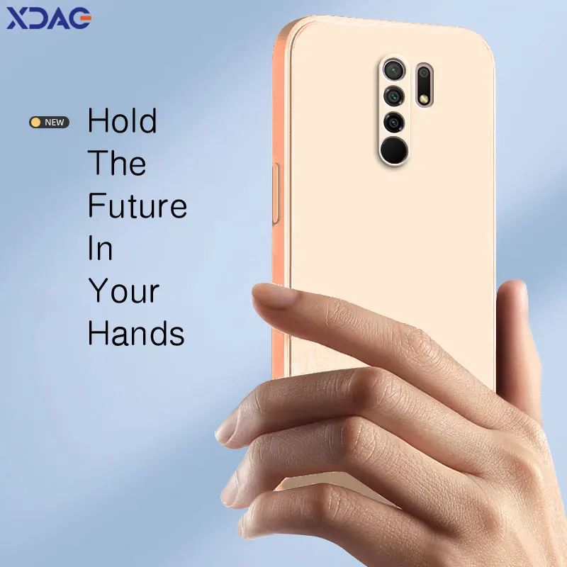 Square Liquid Phone Cover for Xiaomi Redmi 9 9A 9C 9i 9T 9AT Activ Power Prime Sport NFC India Redmi9 Soft Shockproof Candy Case