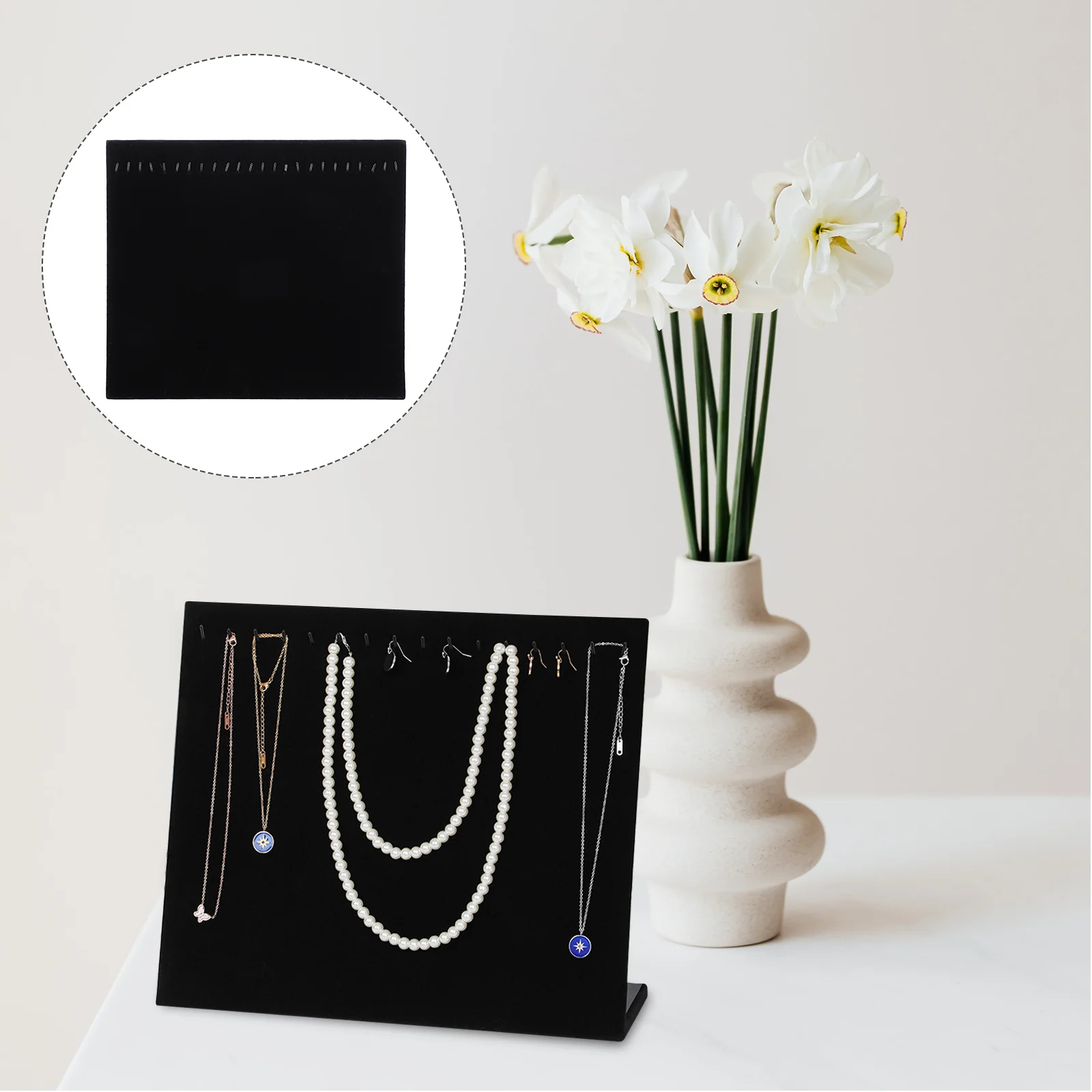 

Necklace Display Stand Jewelry Organizer Rack Storage Holder Desktop Box Flannel Women's Bracelet