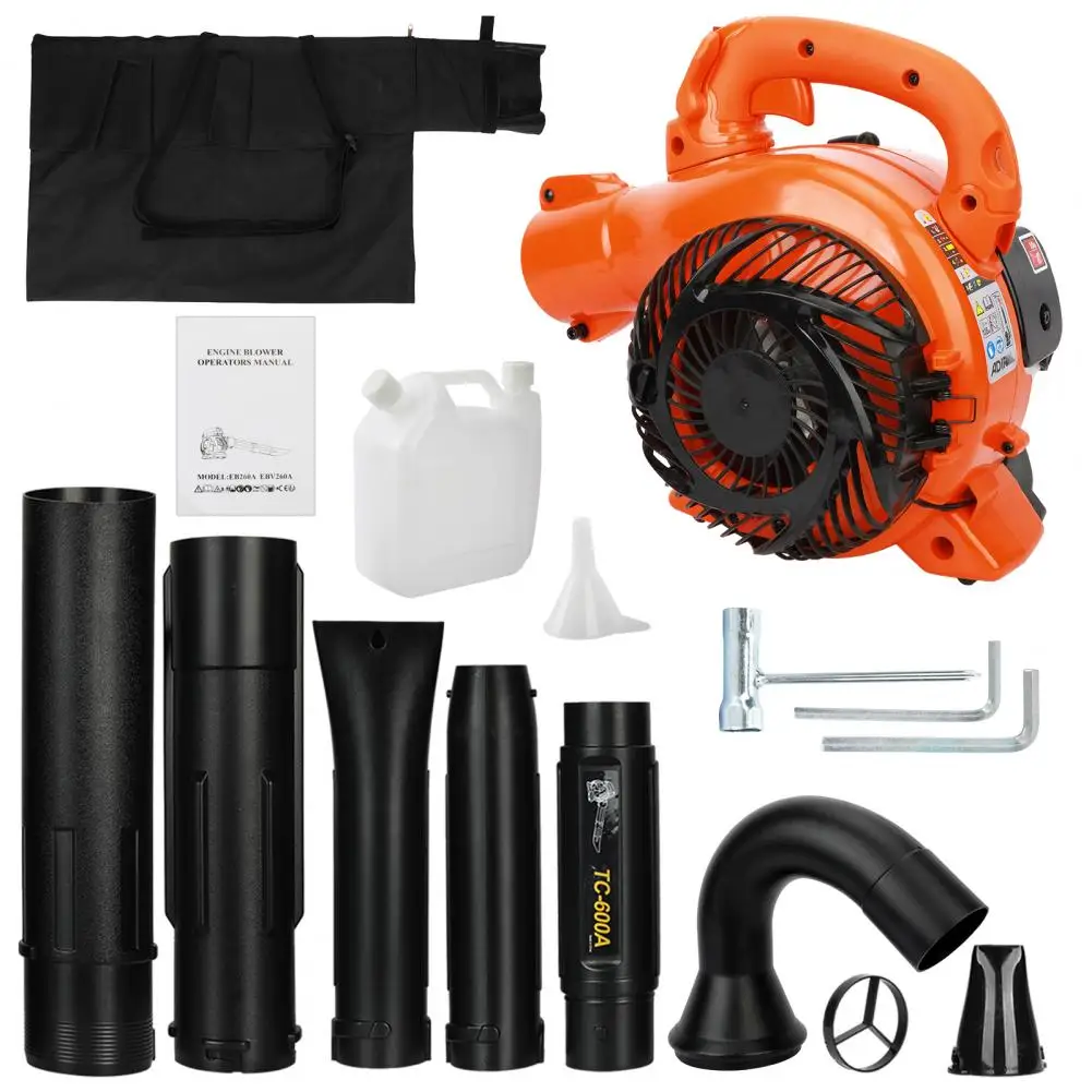 2 Stroke Handheld Leaf Blower, Gas Powered Leaf Blower Dual-Purpose (Blowing and Suction) Cleaner with Straight and Curved Blow