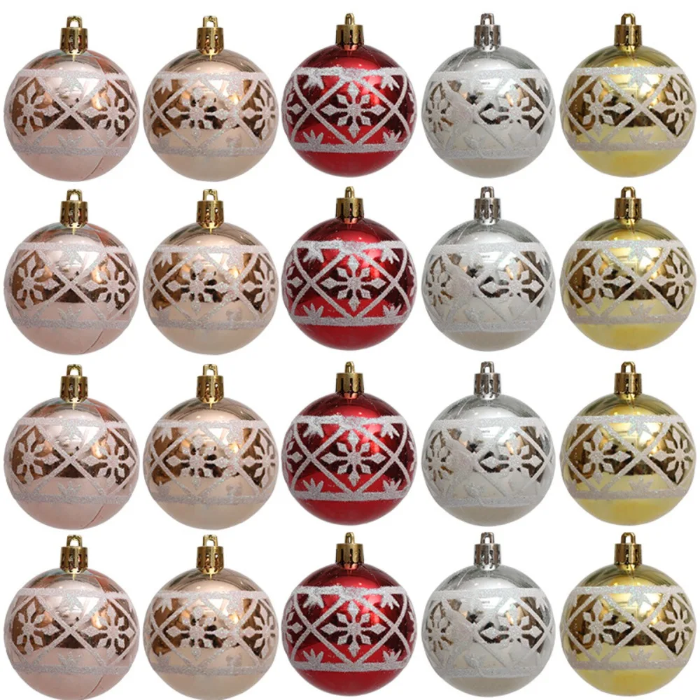 6Pcs/Box Electroplated Plastic Ball Christmas Tree Ornament DIY Crafts Painted Plastic Christmas Gifts Boxes Pendant Pendant