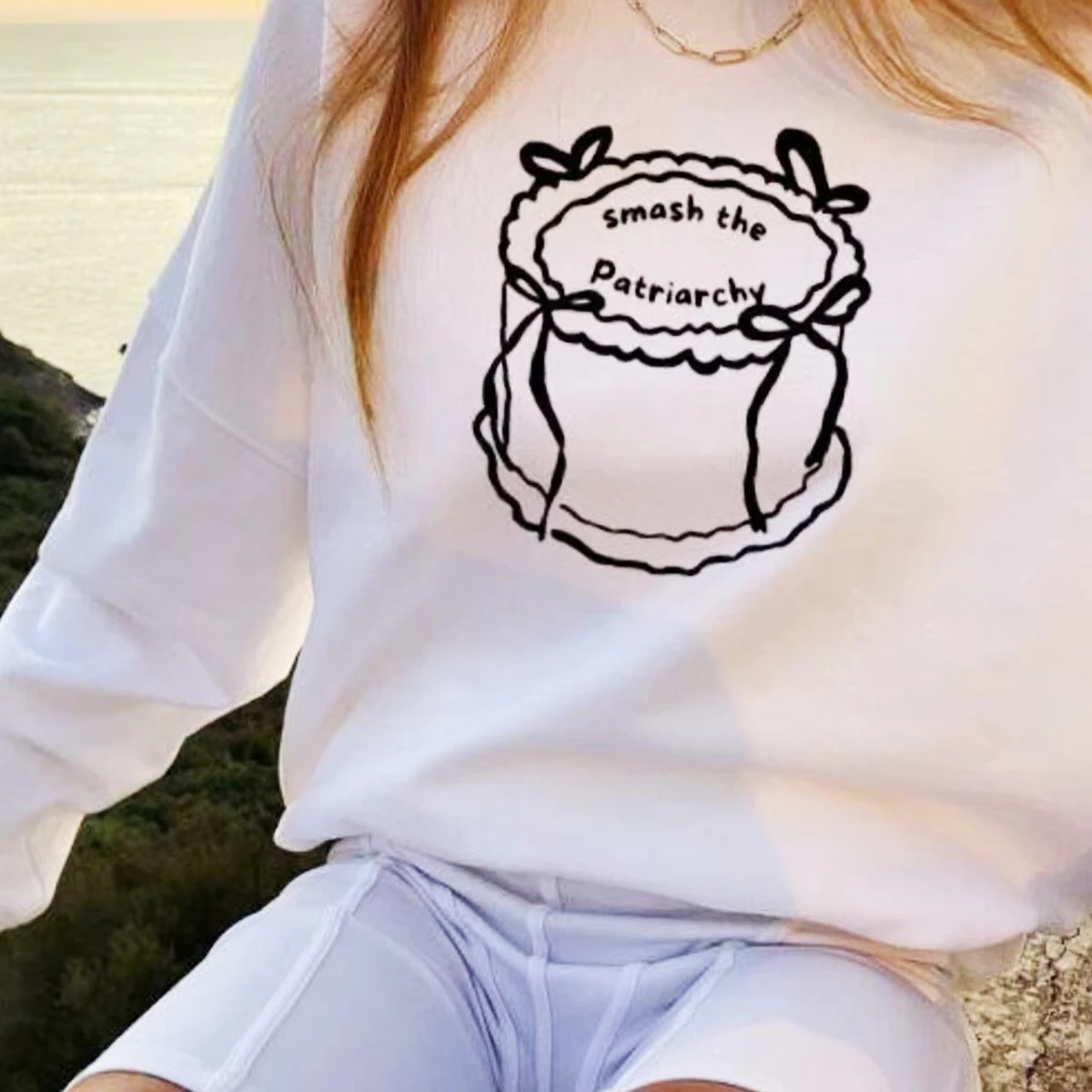 

Smash The Patriarchy Printing Crewneck Casual Sweatshirts Women Autumn Winter Long Sleeve Thick Feminism Aesthetic Jumpers