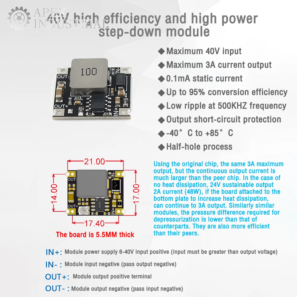 وحدة طاقة منخفضة التموج ، DC 6V-40V إلى 5V ، 9V ، 12V ، 24V ، 3A خطوة للأسفل