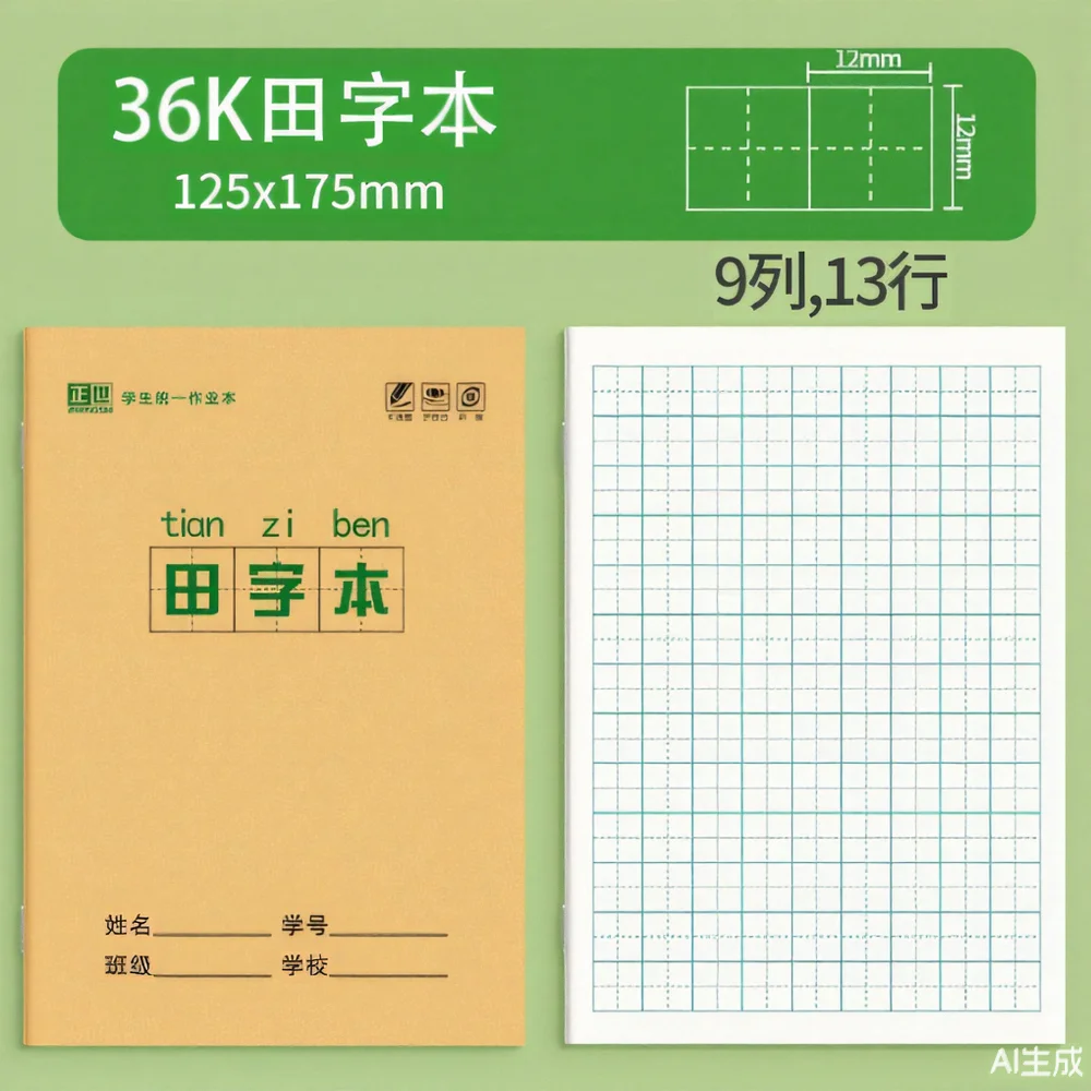 5 Stück chinesische Notizbücher zum Erlernen chinesischer Schriftzeichen, Notizbücher für Schulübungen, Tian Zige Pinyin-Übungsbuch, chinesisches Briefpapier – Detail 1