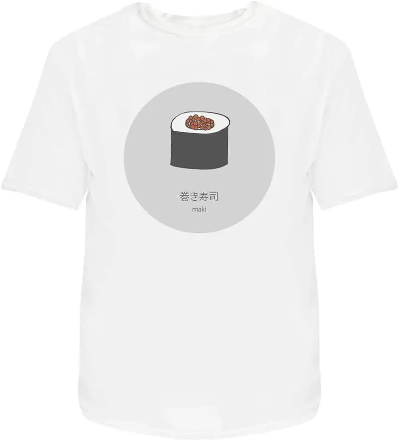 Maki Roll Sushi Illustration Japan Food CuisineT-Shirt, T-Shirts, hochwertige 100 % Baumwolle, kurzärmelig