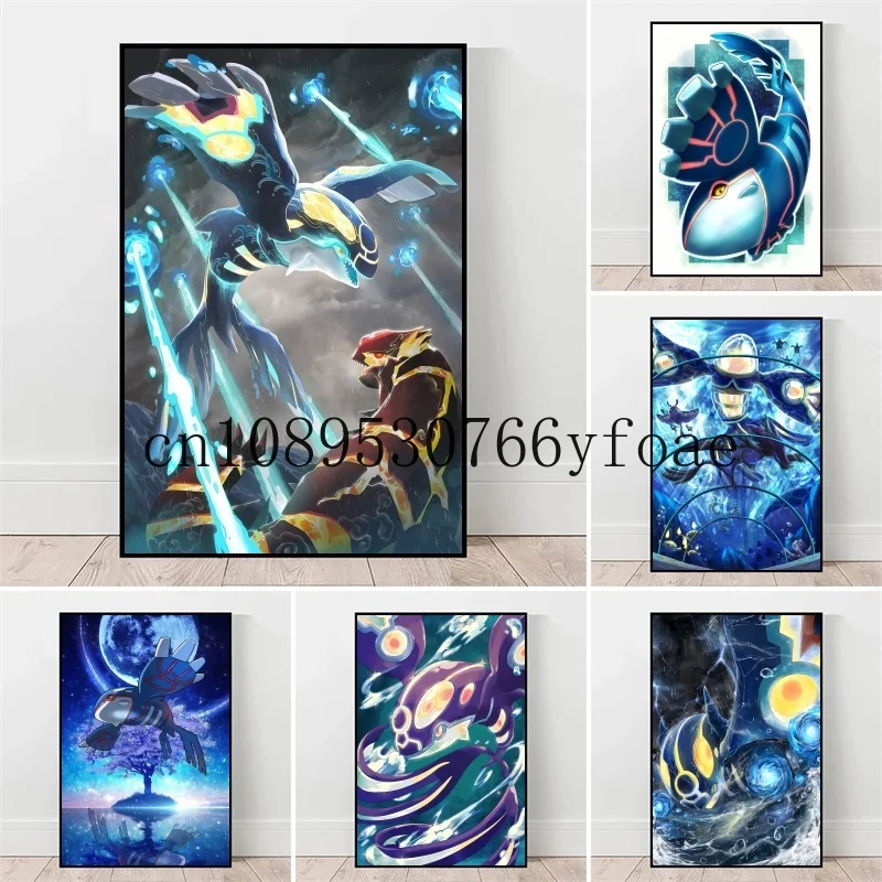 

Classic Japan Anime Pokemon Canvas Painting Kyogre Poster and Print Watercolor Wall Art Picture Modern Home Decor Kids Gifts