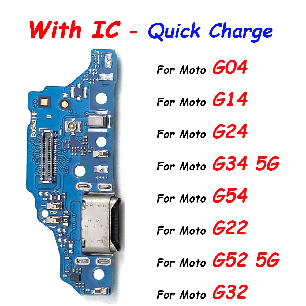 USB Charging Dock Jack Plug Socket Port Connector, Charge Board Flex Cable for Moto G04, G14, G24, G54, G72, G53, G73, G82,10Pcs