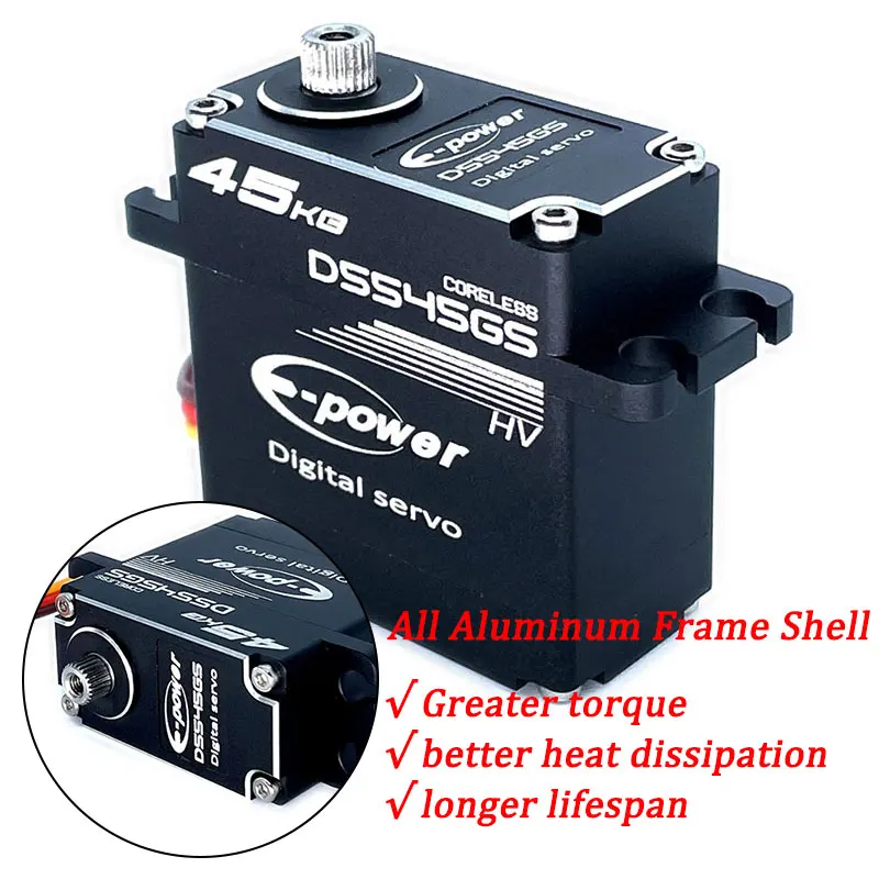 E-POWERRC 45kg servo 180/270 graden waterdichte aluminium behuizing digitale metal gear HV groot koppel kernloze RC auto vrachtwagen boot onderdeel