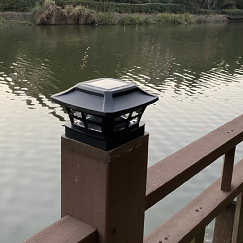 4inch Courtyard Lamp Yellow White Dual Color Adjustable Solar Column Headlights Garden Courtyard Decoration Floor Lantern Lights