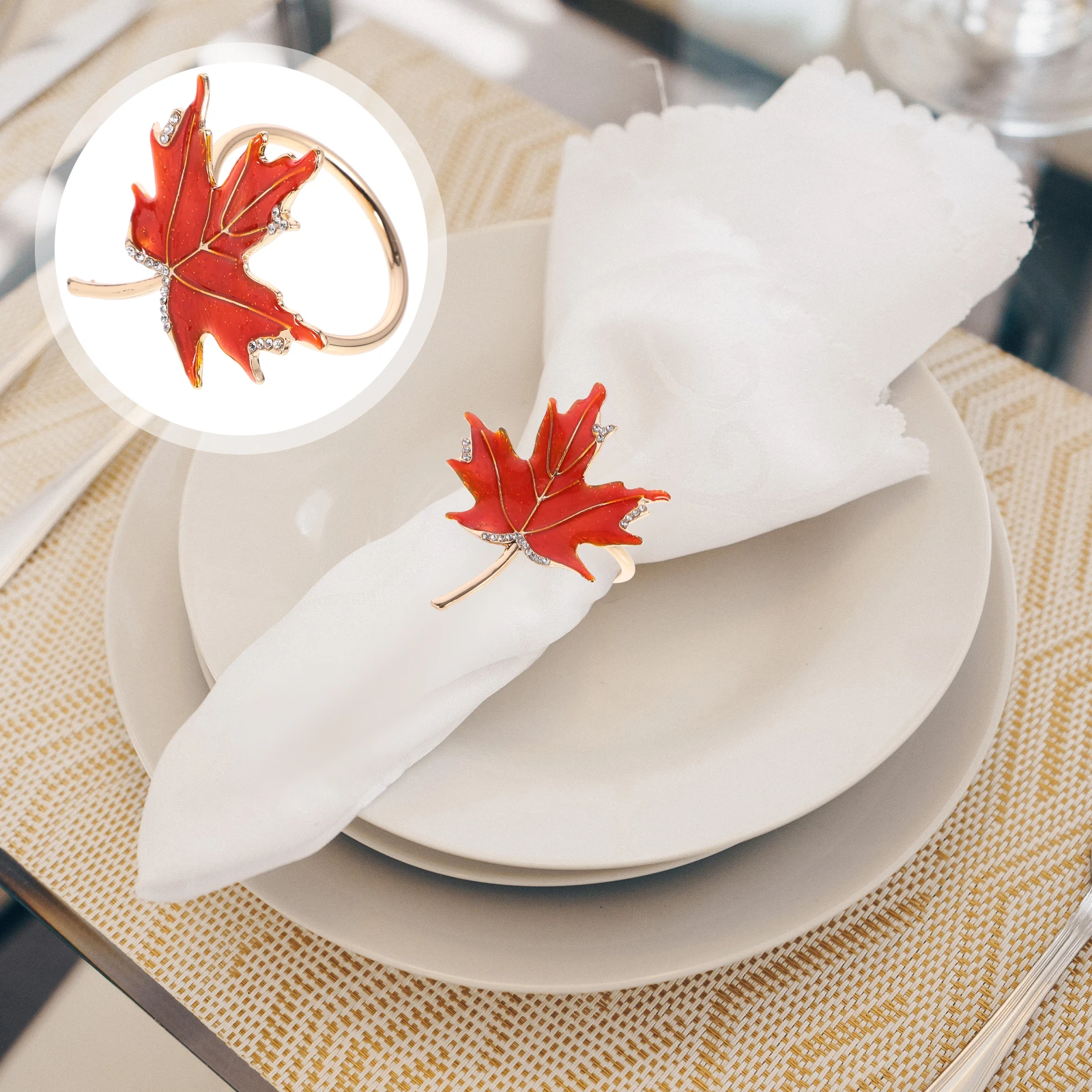 

Maple Leaf Ring Metal Napkin Rings Fall Wedding Party Banquet Table Decor Napkin Buckle Home Restaurant Tableware